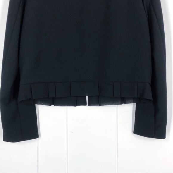 Brooks Brothers Cropped Blazer Jacket Wool Blend Ruffle Hem Womens Size 4 Black - Picture 8 of 16
